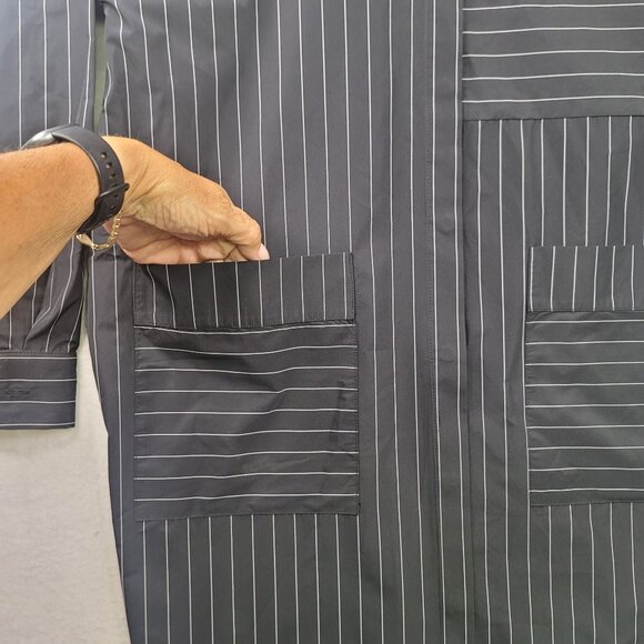 Sun Kim Womens XS Pinstripe Tunic Button Front Pockets USA Lagenlook Designer - Picture 6 of 15